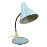 Adjustable Desk Lamp in Blue Painted Metal and Chrome-Plated Spiral Arm, 1970s