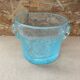 Antique BIOT Style Ice Bucket Blue Bubble Blown Glass Vintage #B620