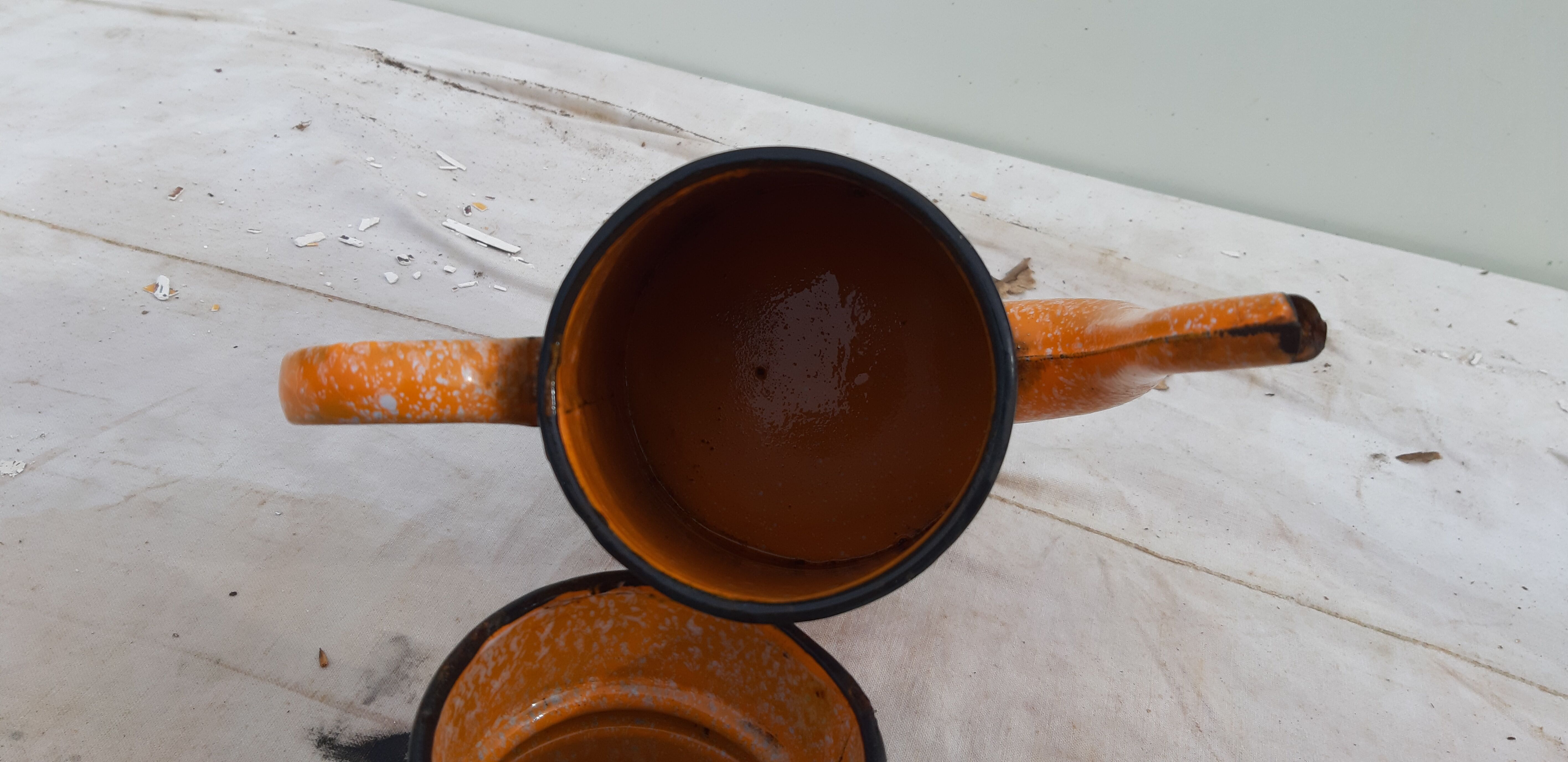 Orange enamelled coffee maker