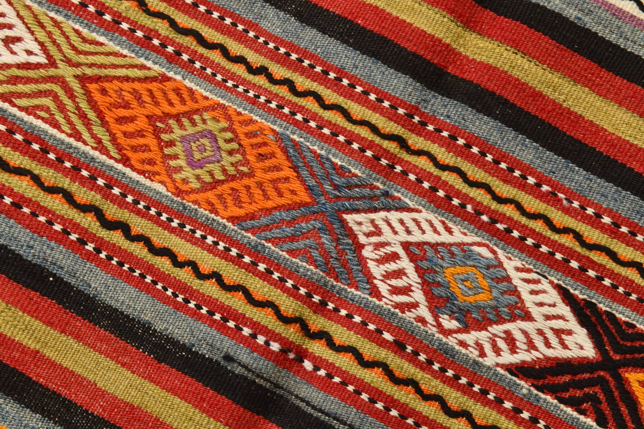 6x8 Red Blue Striped Vintage Kilim Rug  173x243Cm SK 33439