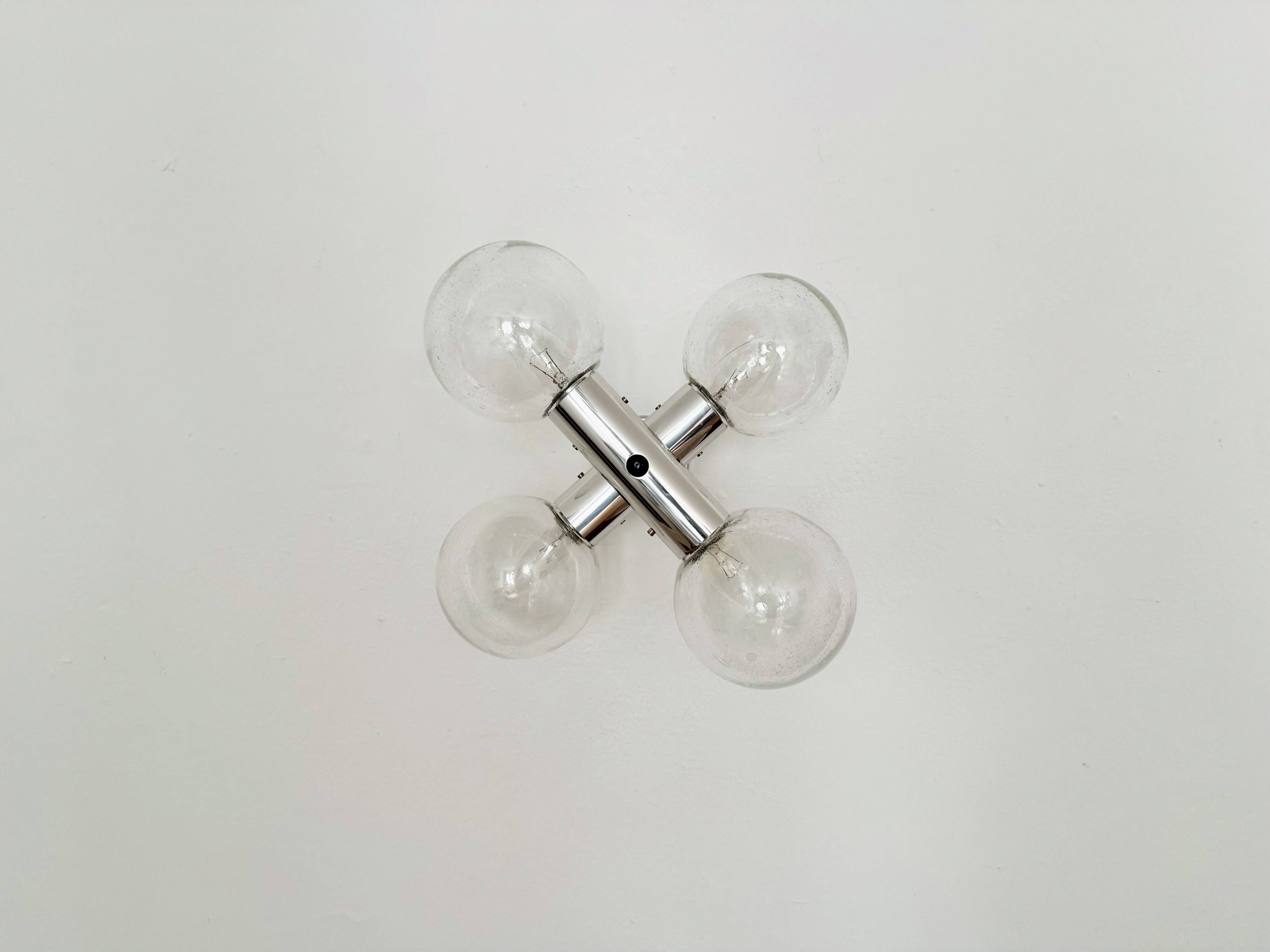 Amazing 1970s Modernist Space Age Bubble Glass Ceiling Lamp by J.T. Kalmar
