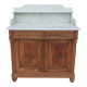 Antique walnut and white marble bathroom cabinet