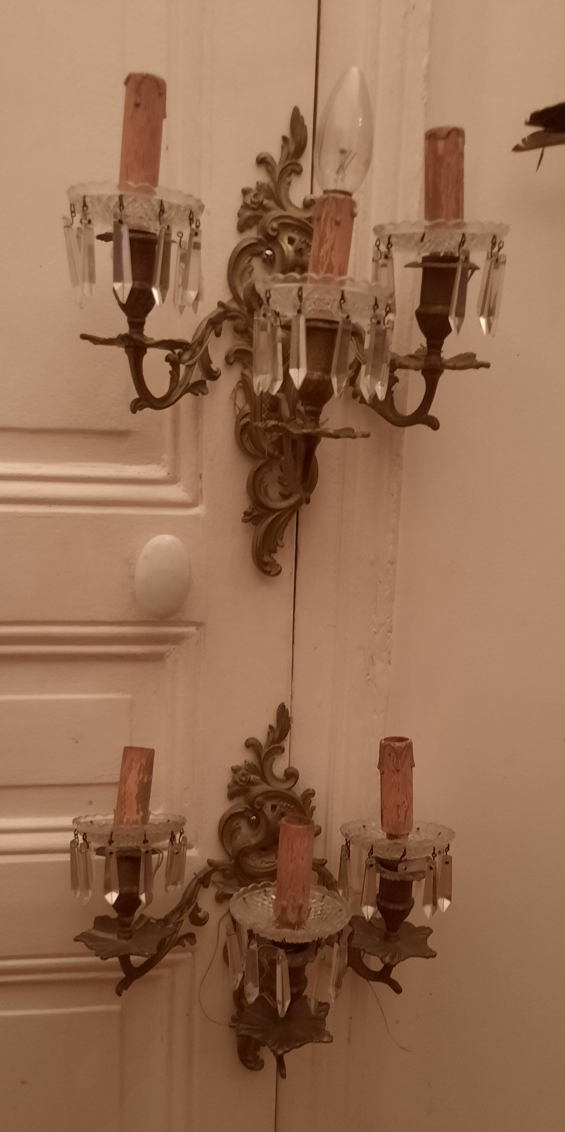 Pair of 3-light wall lamps