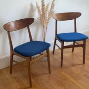 Vintage Farstrup 210 Scandinavian chairs in stained beech and teak.