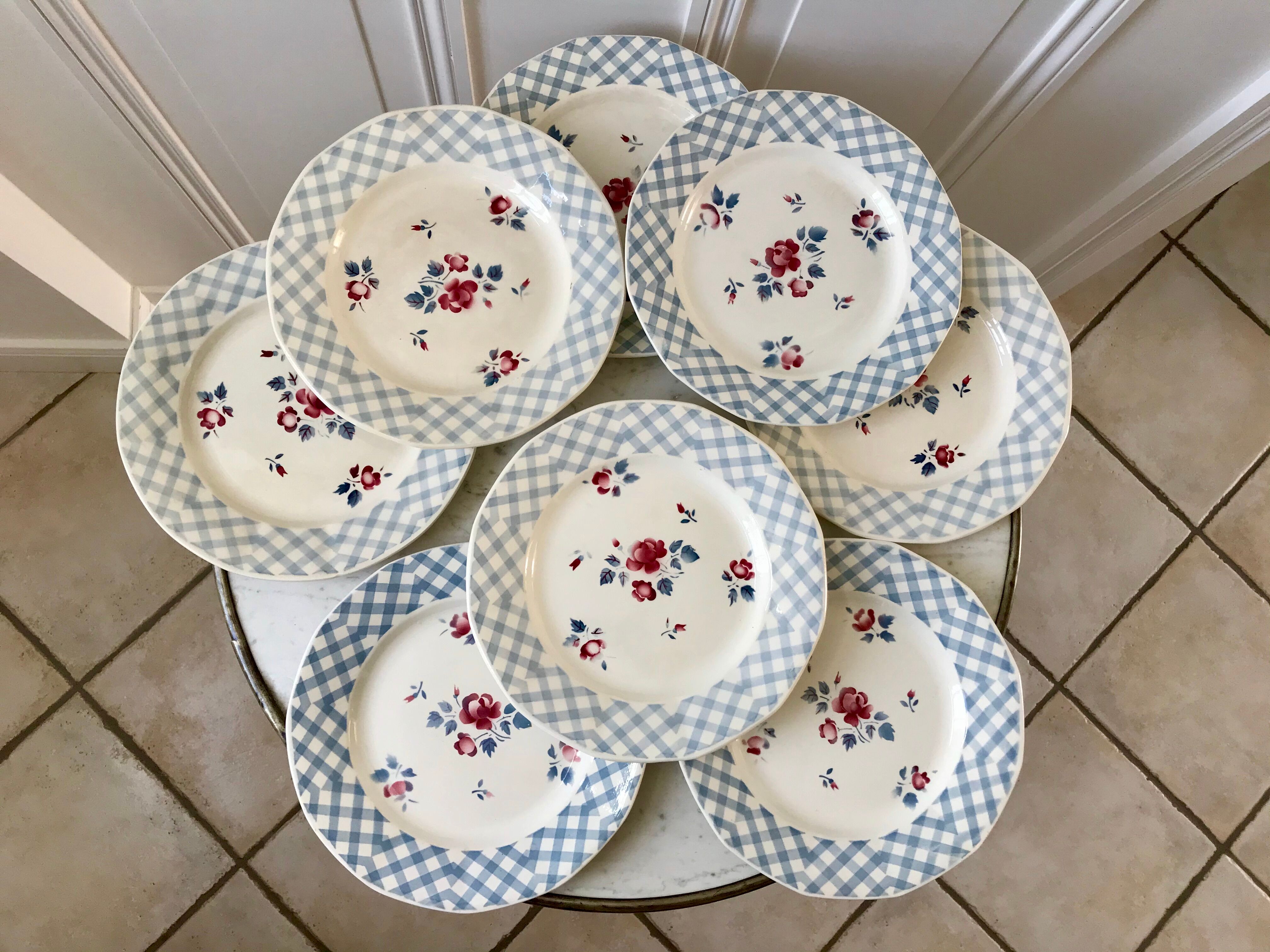 Set of 8 flat plates Digoin Sarreguemines 30s 40s