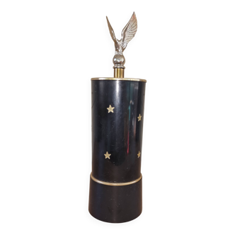 Antique musical cigarette holder, black with gold metal eagle.