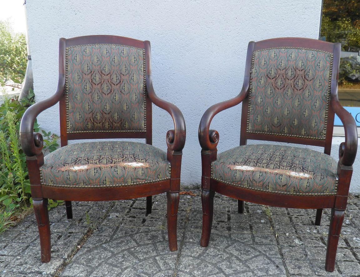 PAIR of old ARMCHAIR style LOUIS PHILIPPE Epoque XIXe Chair mahogany Lacrosse