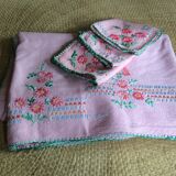 Embroidered tablecloth and 3 towels