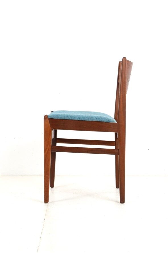 Reupholstered mid-century teak chair / Danish modern design / wool felt / 1960s