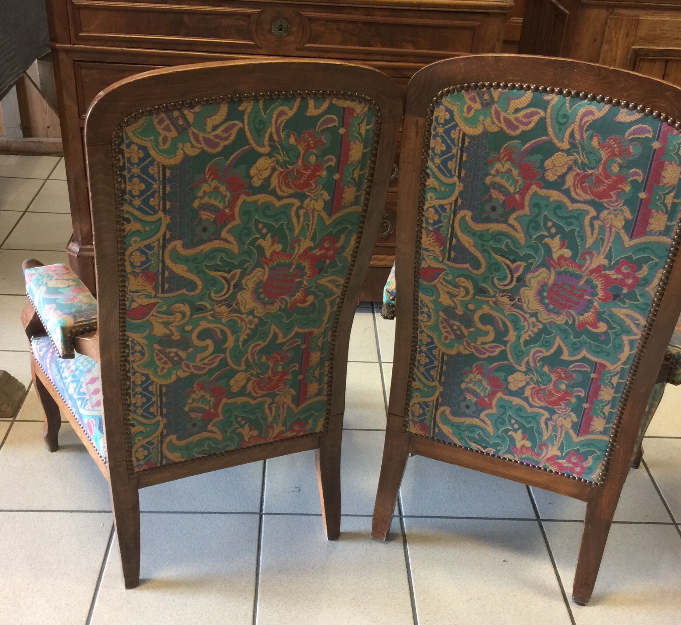 Pair of Voltaire walnut chairs