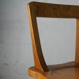 Pair of brutalist wooden back stools. France, circa 1960