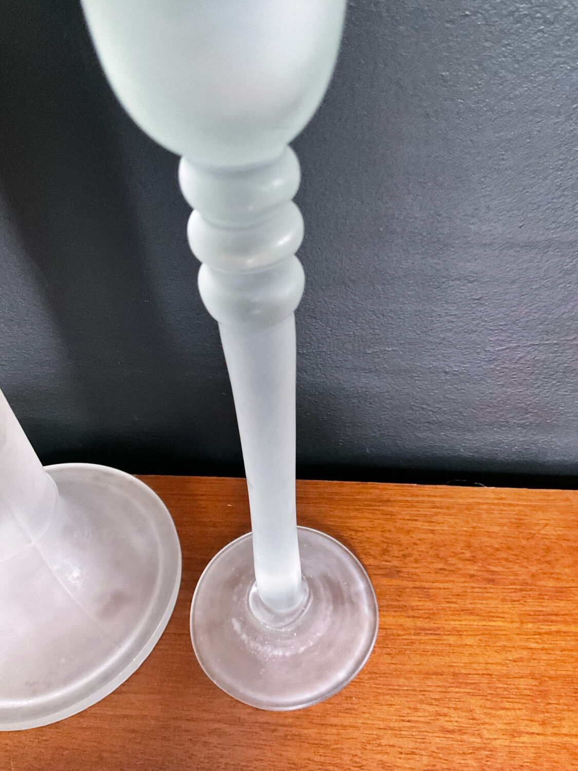 Vintage trio of frosted glass candle holders