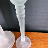 Vintage trio of frosted glass candle holders
