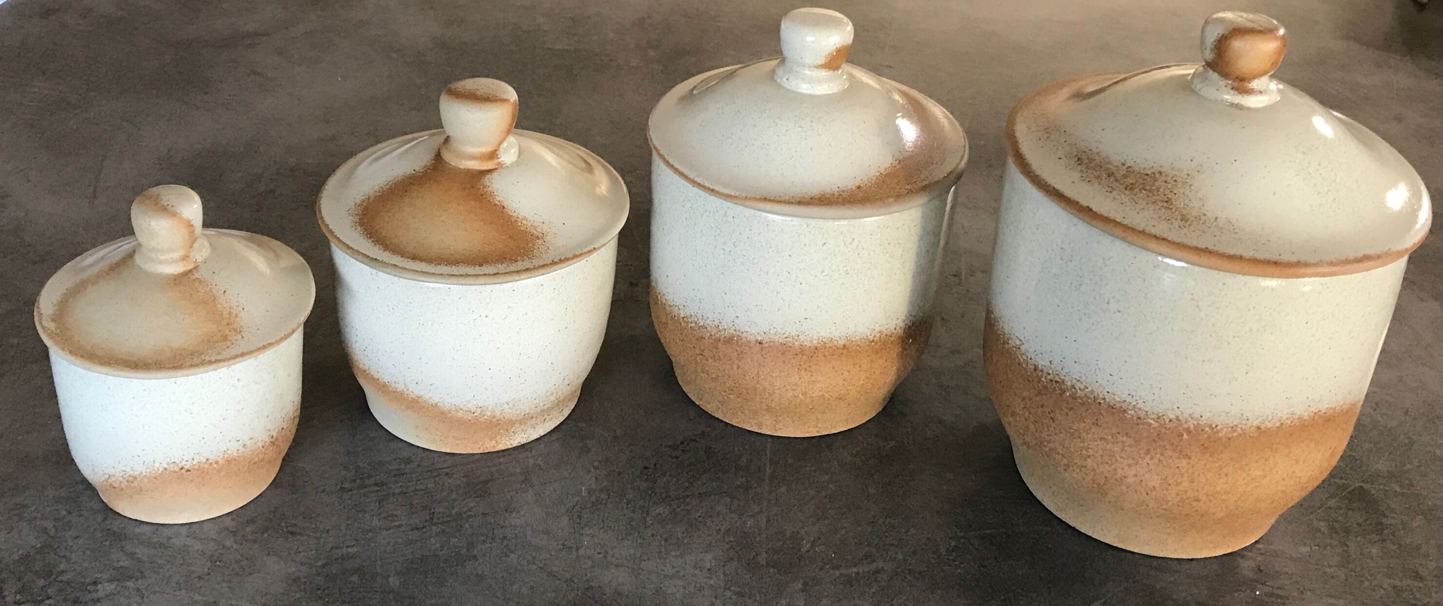 Lot de 4 pots à épices en grès cérame de france beige