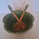 Cabbage bowl and its salad utensils in earthenware