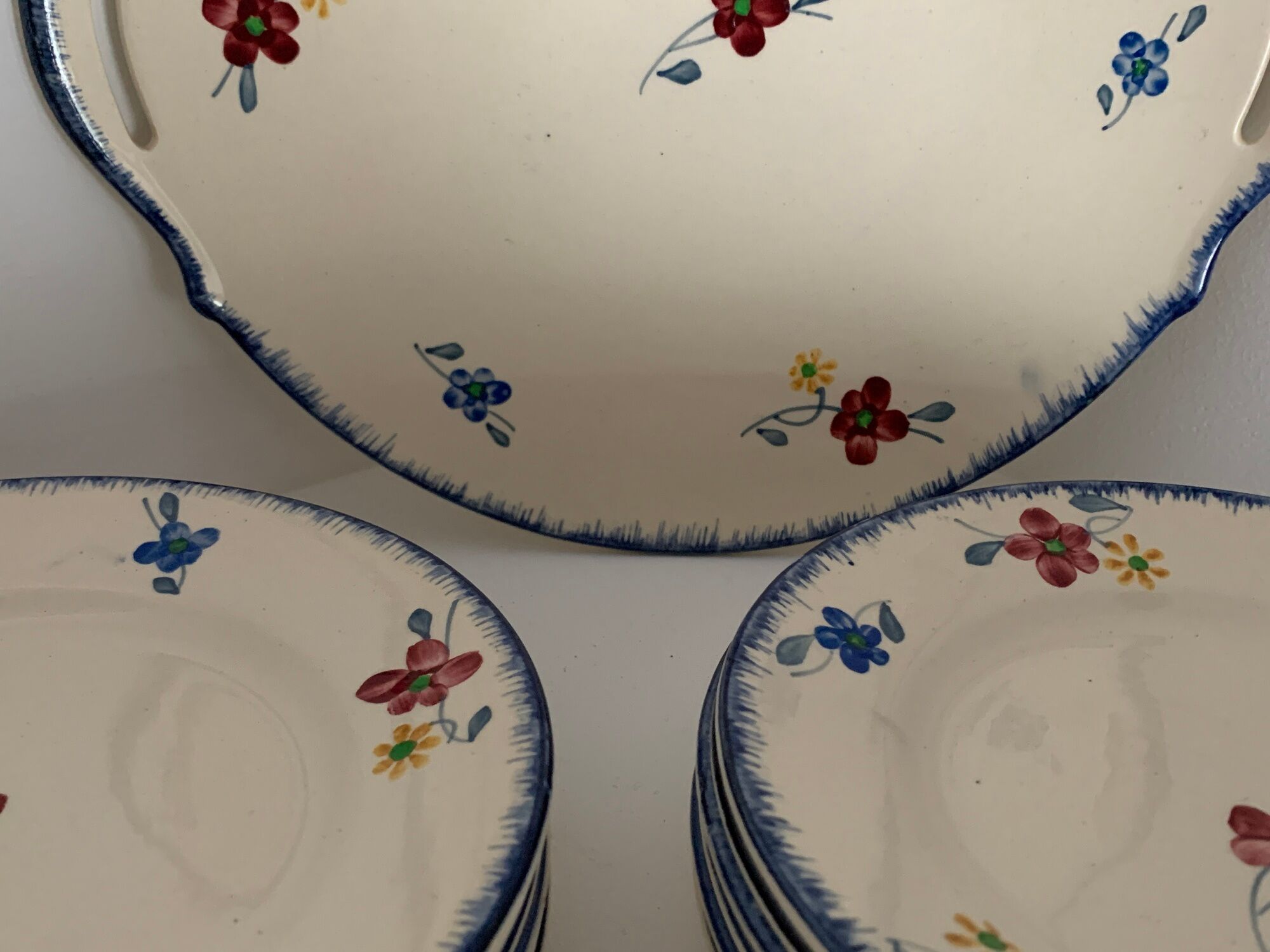 Dessert service 12 plates and 1 dish Mary Lou Digoin Sarreguemines