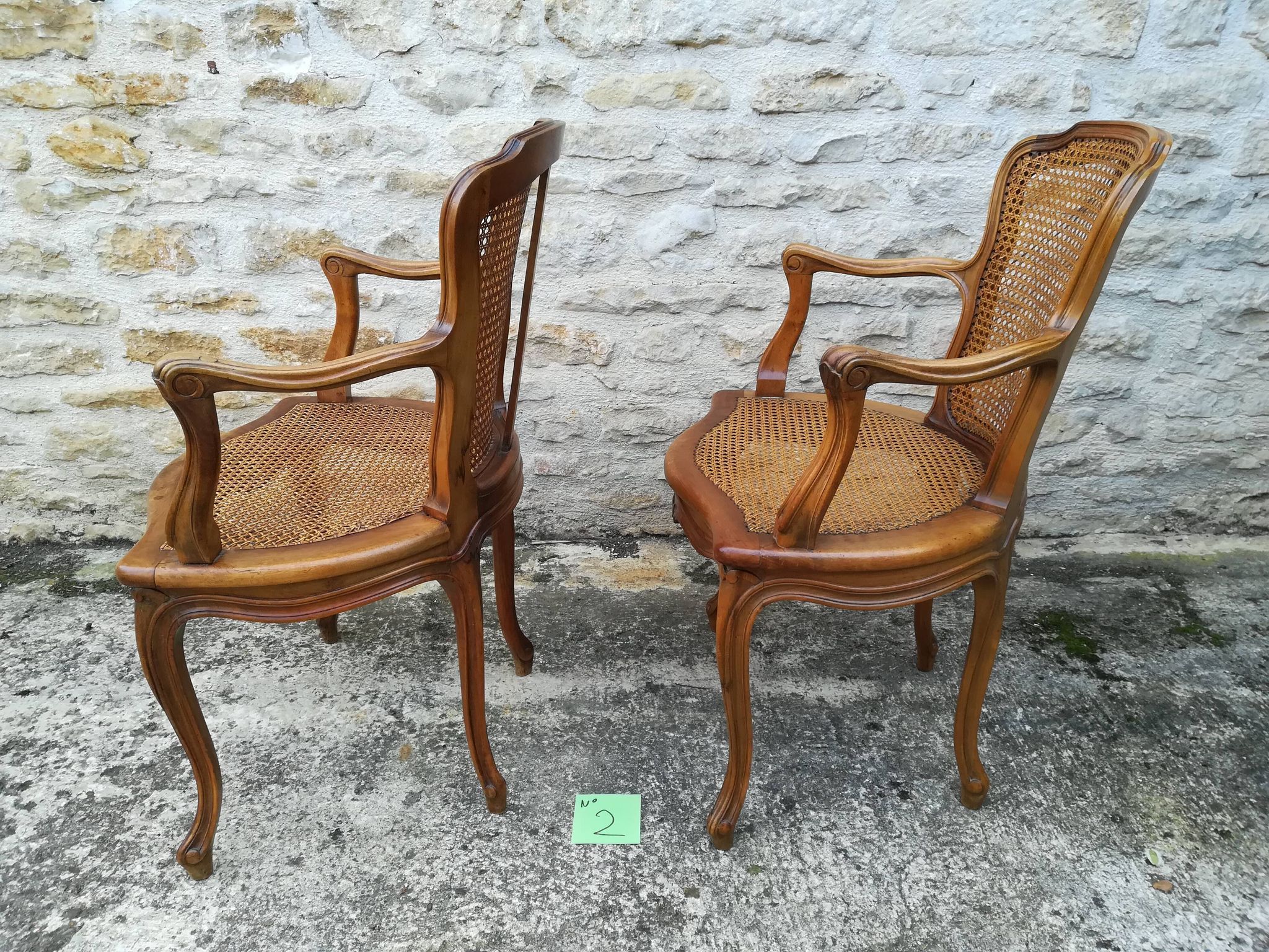 Caned armchairs in Louis XV style