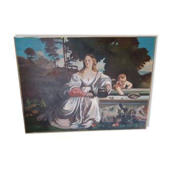 Oil on canvas inspired by the Italian Renaissance.