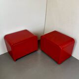 Pair of red bedside tables, 1980s