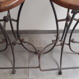 Tabourets en fer forgé  assise en canage