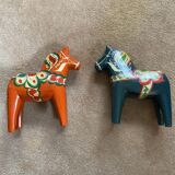 Dalarna horses 60s Swedish crafts (set of 2)