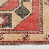 4x12 Coral Red & Beige Vintage Runner Rug,106x375 Cm