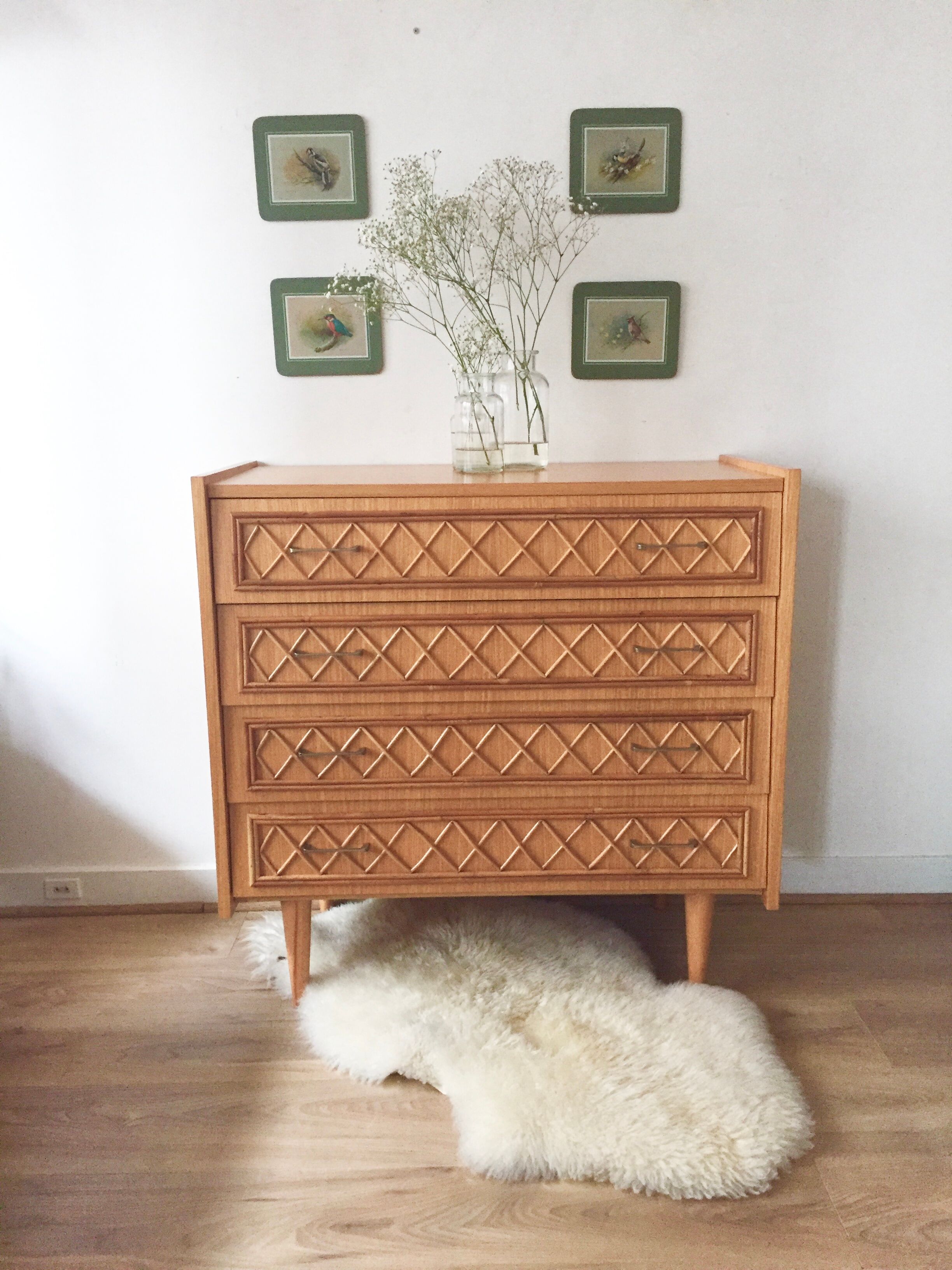 Vintage with rattan dresser