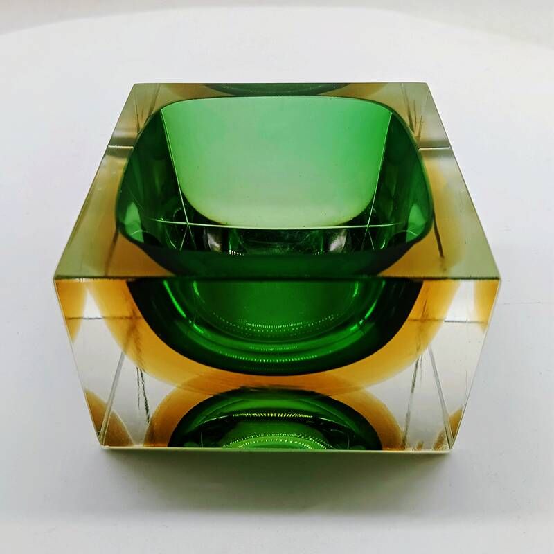 1960s Square Ashtray in Murano Glass by Flavio Poli for Seguso.