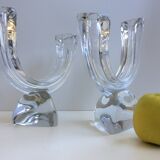 Pair large candlesticks crystal candlesticks cristallerie de lorraine