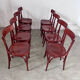 Set of 8 vintage 70s curved varnished wood bistro chairs