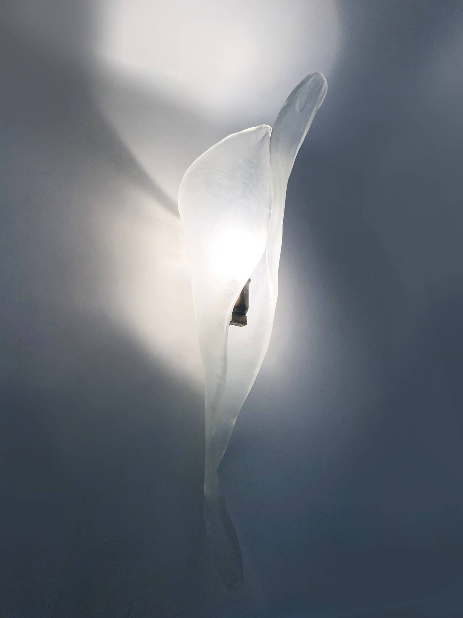 Very large handcrafted frosted glass wall sconce. Ice, Iceberg