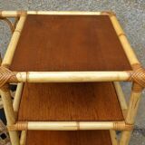70s rattan telephone bench