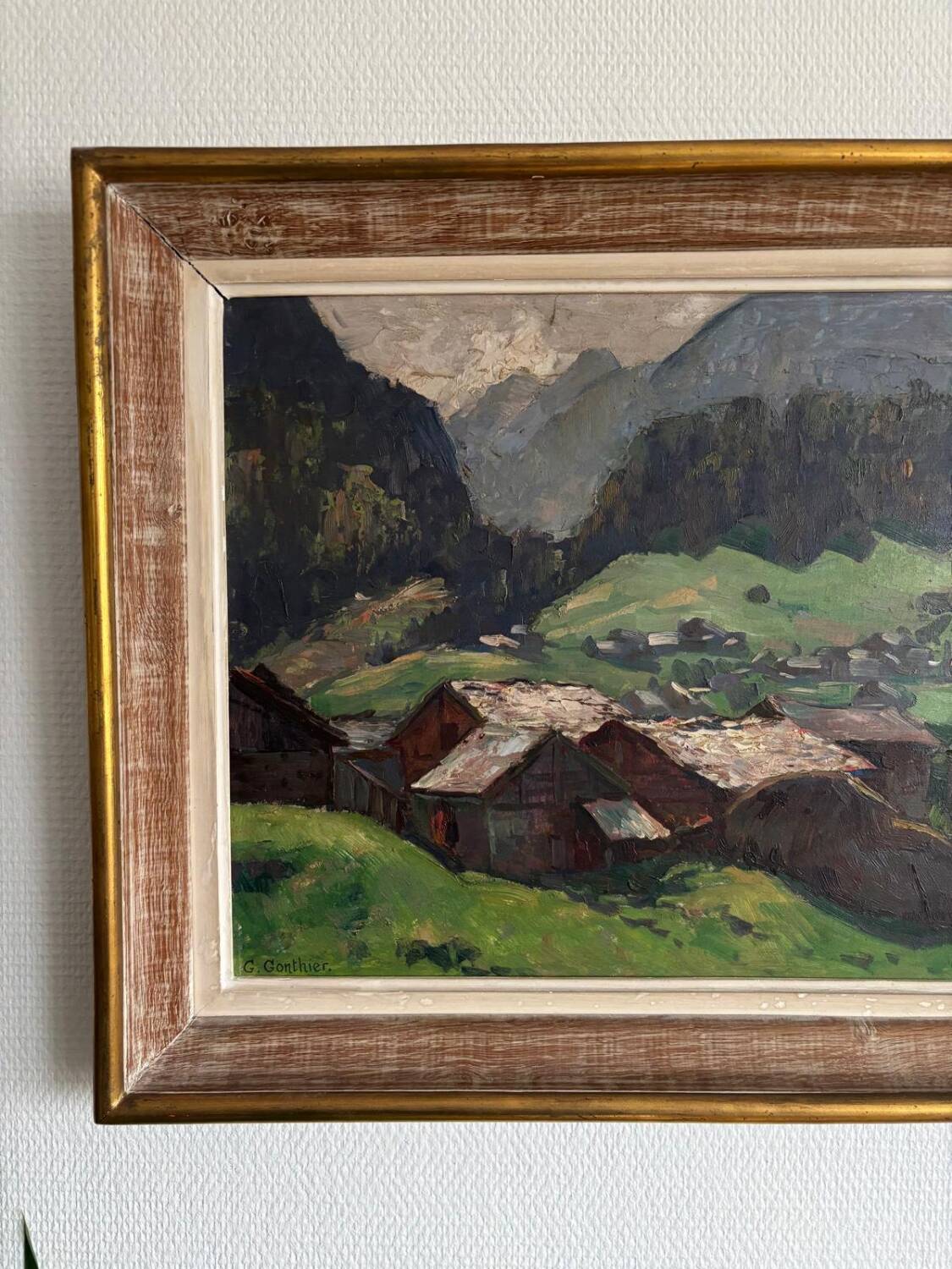Oil on wood, Village of the Vosges - Georges GONTHIER (1886-1969)