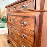 Louis-Philippe walnut commode with marble top and pediment mirror –