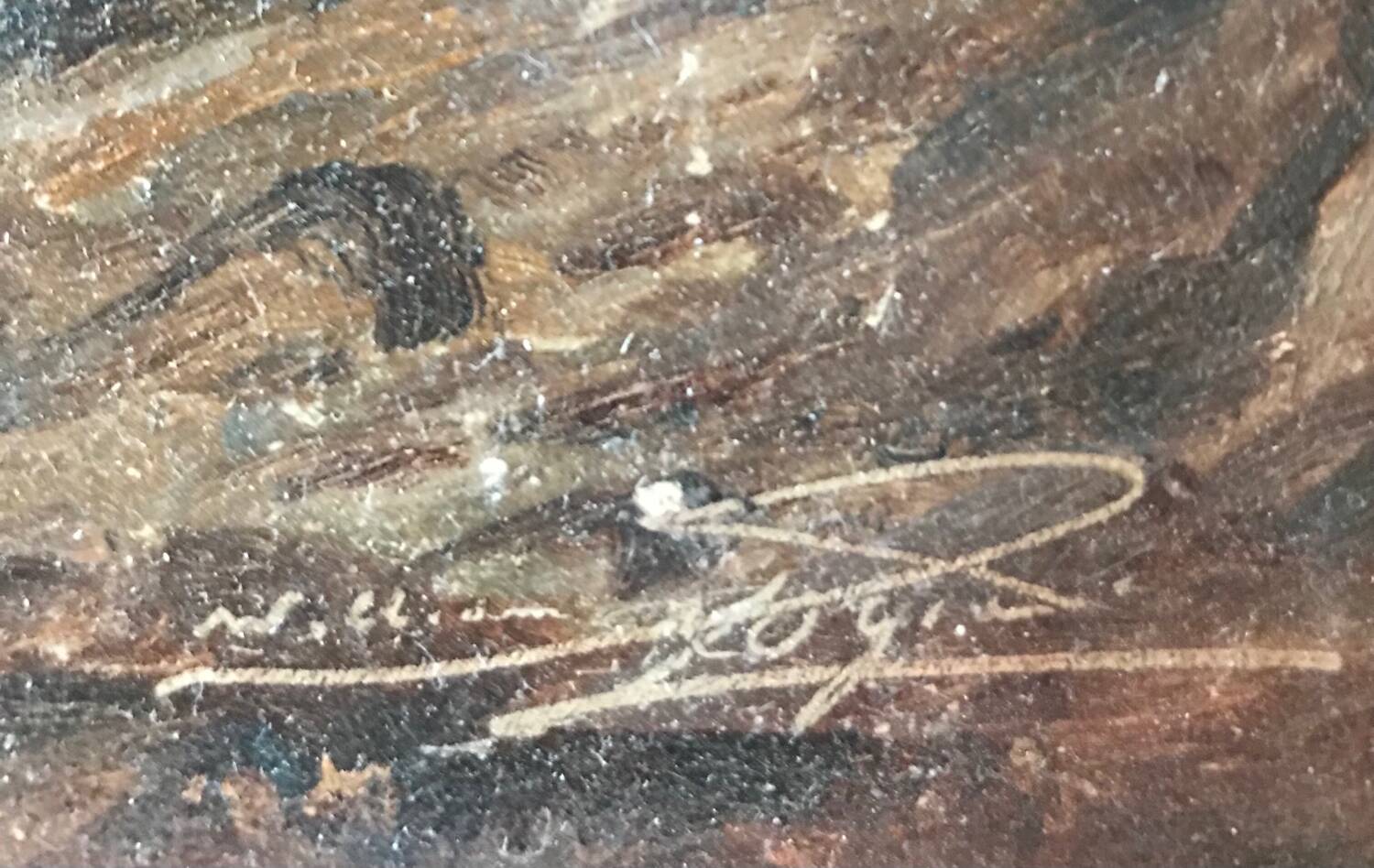 Huile sur carton "Bord de mer", École anglaise fin 19ème s.