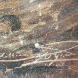 Huile sur carton "Bord de mer", École anglaise fin 19ème s.