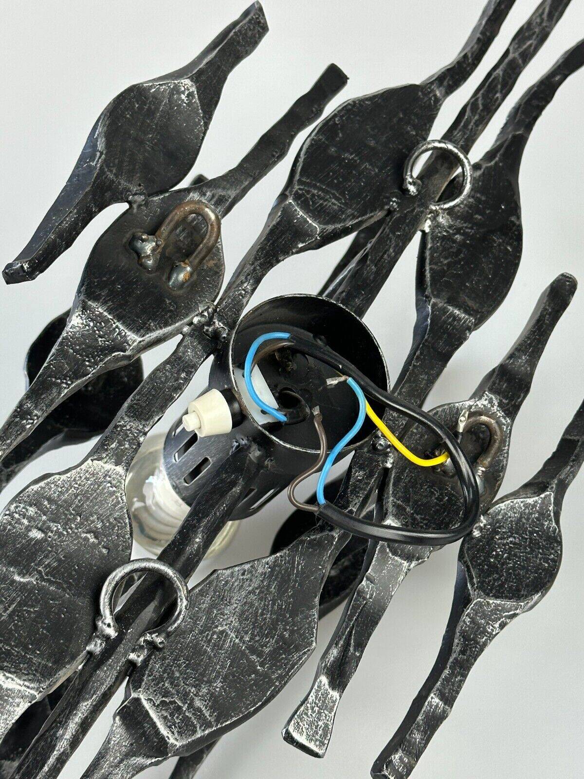 60's 70's brutalist wall lamp iron & glass wall sconce design