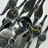 60's 70's brutalist wall lamp iron & glass wall sconce design