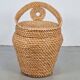 Vintage Straw and Wicker Stool with Storage Basket, 1960s