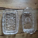 Moulded glass butter dish star decoration