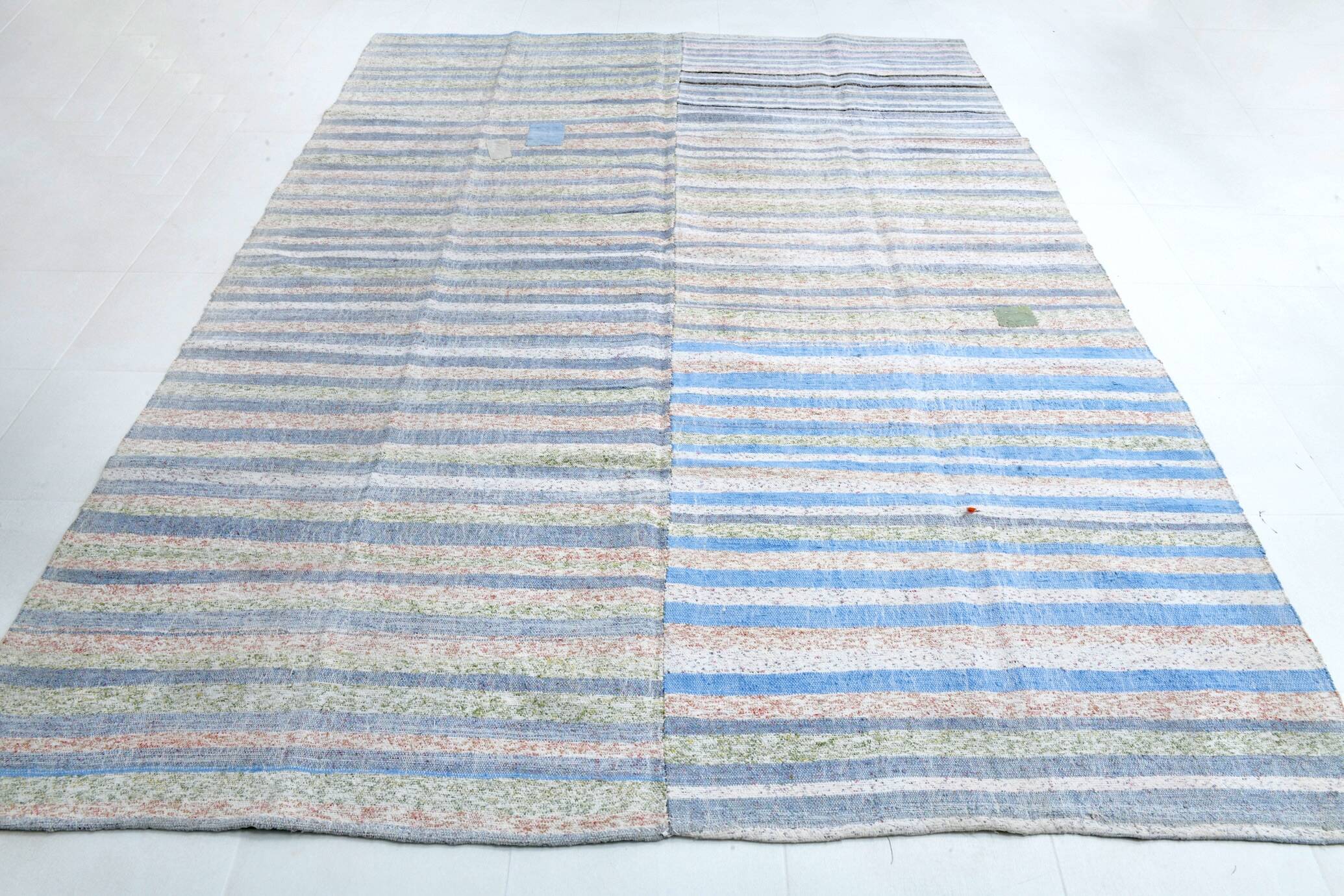 Light Blue & Off White Striped Kilim Rug, 230x310Cm