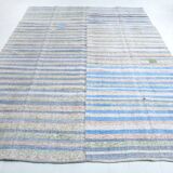 Light Blue & Off White Striped Kilim Rug, 230x310Cm
