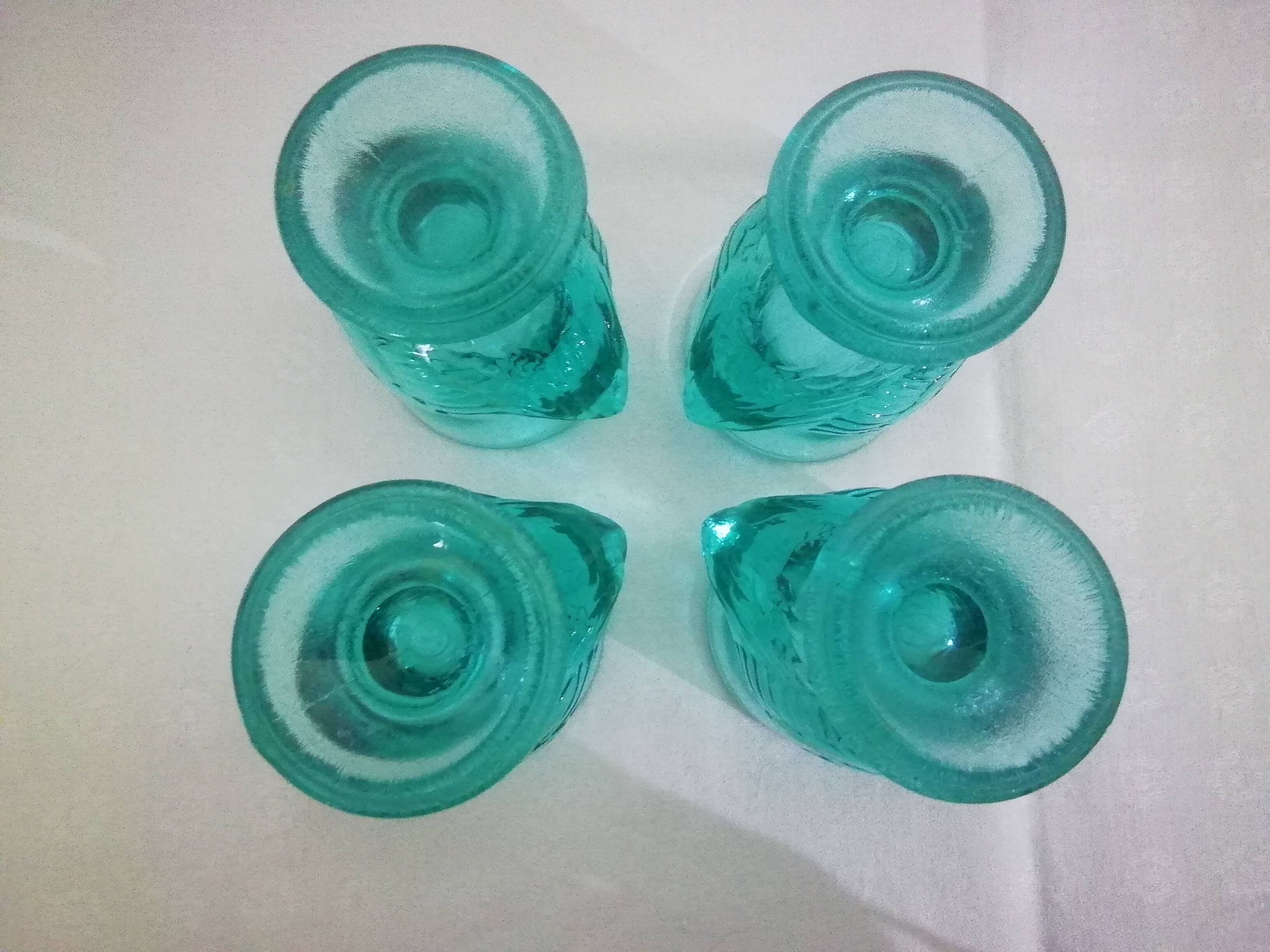 Turquoise glass egg cups