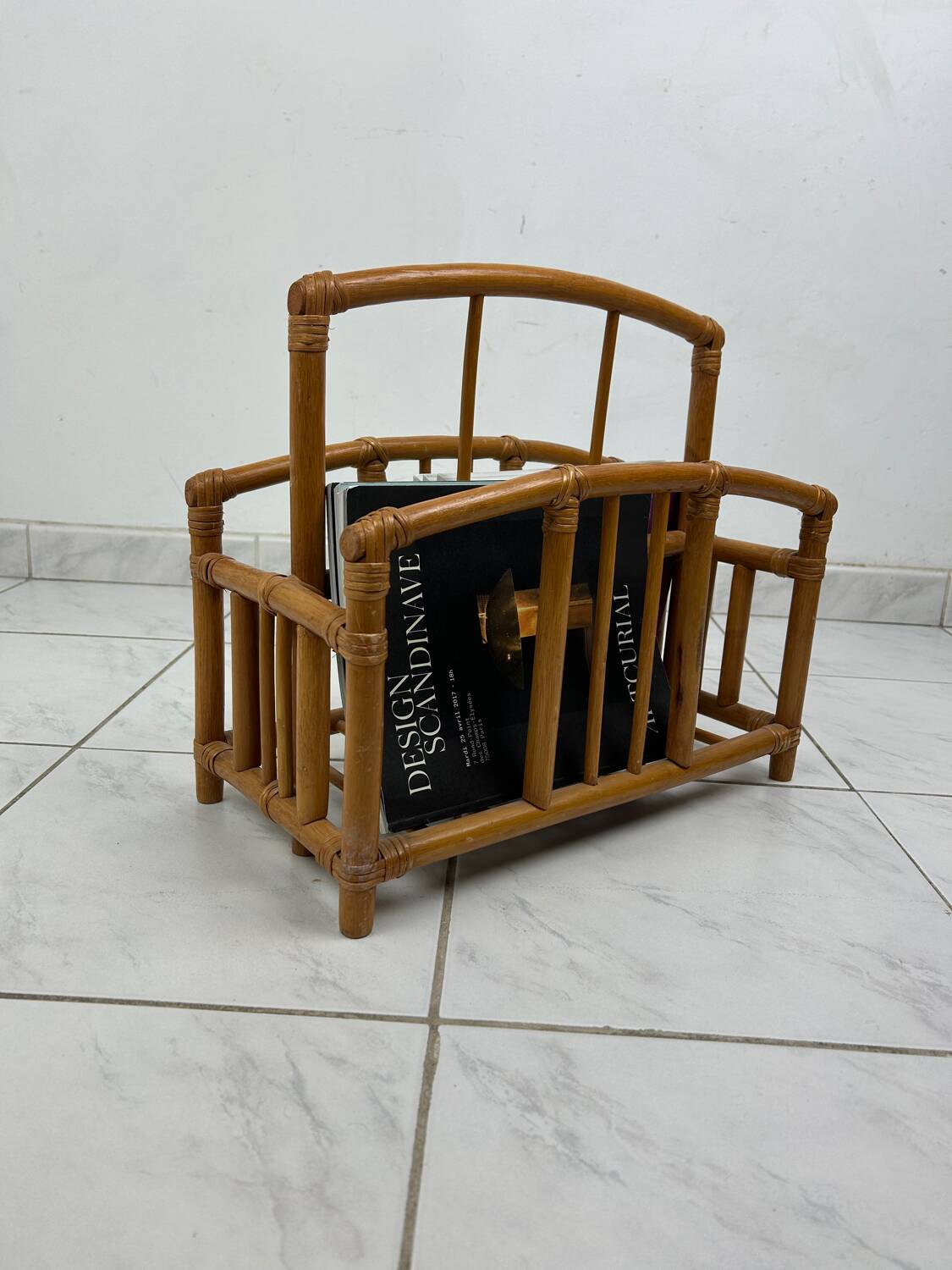 Vintage bamboo magazine rack