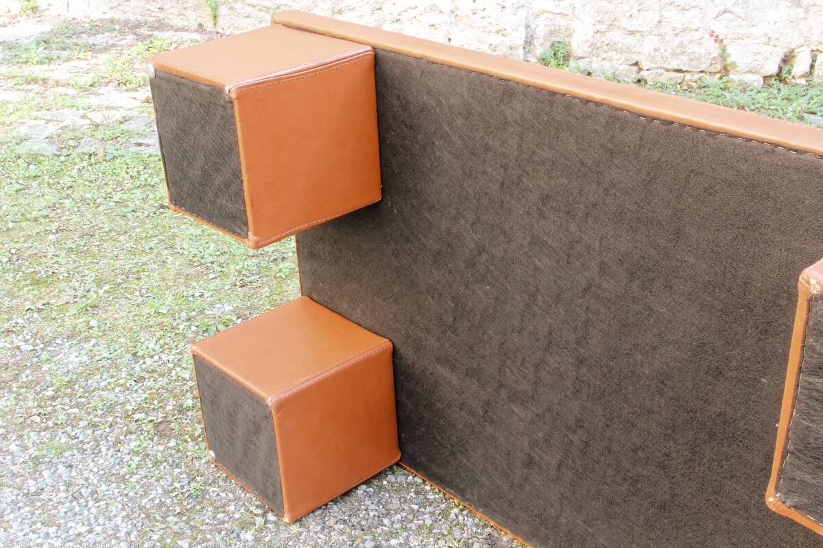 Cognac leather coffee table, vintage 1980s.