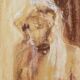 Tableau signé pastel  portrait féminin « le bain »