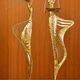 Pair of Elegant Golden Metal Candle Holder Statues – Ethnic Style
