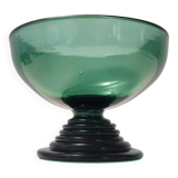 Centre de table/bol en verre vert soufflé à la main, fabriqué à Empoli, Italie