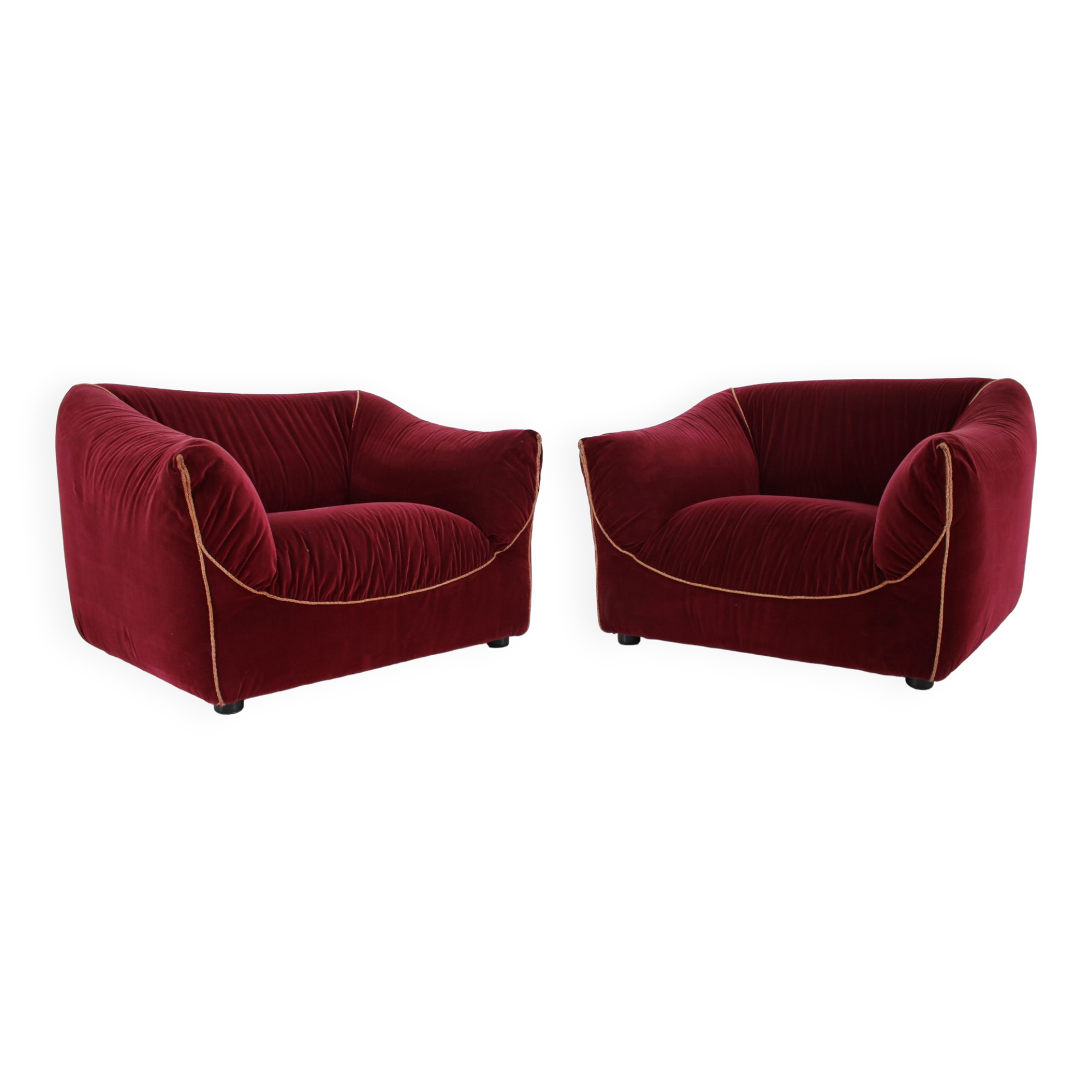 Paire de fauteuils italiens en velours années 1970