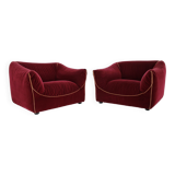 1970s pair of italian armchairs in velvet